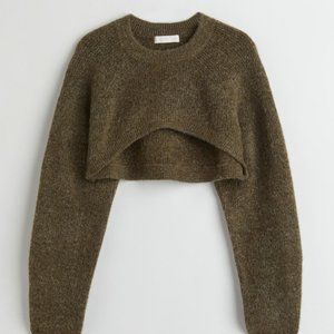 H&M | Cropped Sweater | Small | Dark Green